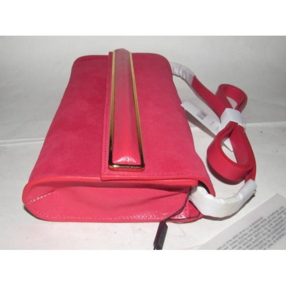 Halston Two Way Red Suede And Red Leather Cross Body Bag - Picture 2 of 12